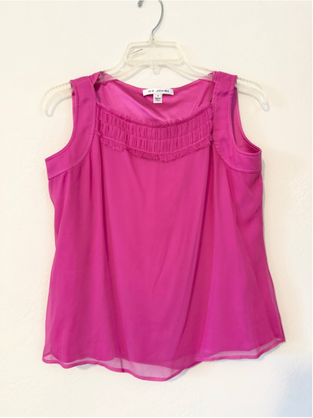 Women's St. John Pleated Neckline Silk Tank Top Size M Pink
